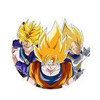 Son Goku Super Saiyan & Vegeta Super Saiyan & 
Trunks Super Saiyan (jeune)