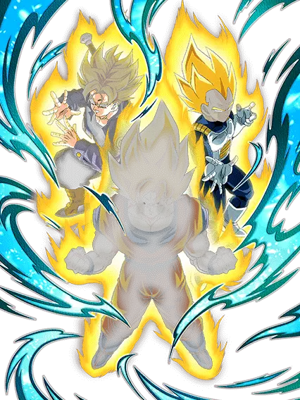 Son Goku Super Saiyan & Vegeta Super Saiyan & 
Trunks Super Saiyan (jeune)