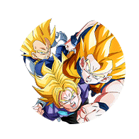 Son Goku Super Saiyan & Vegeta Super Saiyan & 
Trunks Super Saiyan (jeune)