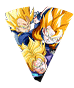 Son Goku Super Saiyan & Vegeta Super Saiyan & 
Trunks Super Saiyan (jeune)