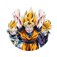 Son Goku Super Saiyan & Vegeta Super Saiyan & 
Trunks Super Saiyan (jeune)