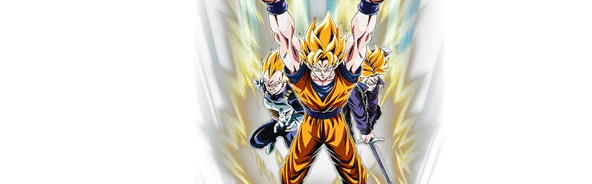 Son Goku Super Saiyan & Vegeta Super Saiyan & 
Trunks Super Saiyan (jeune)