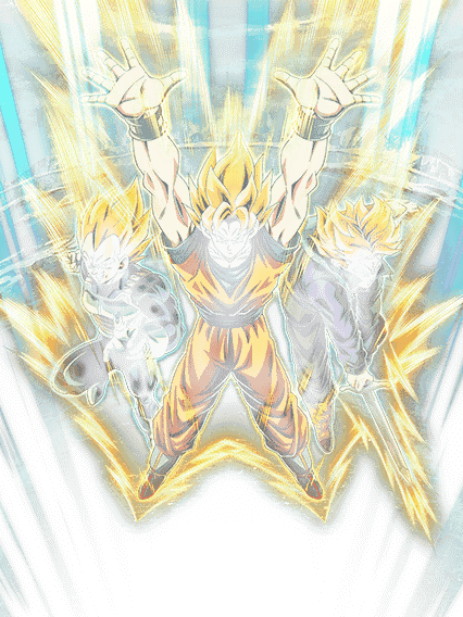 Son Goku Super Saiyan & Vegeta Super Saiyan & 
Trunks Super Saiyan (jeune)