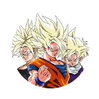 Son Goku Super Saiyan & Son Gohan Super Saiyan (enfant) & 
Trunks Super Saiyan (jeune)