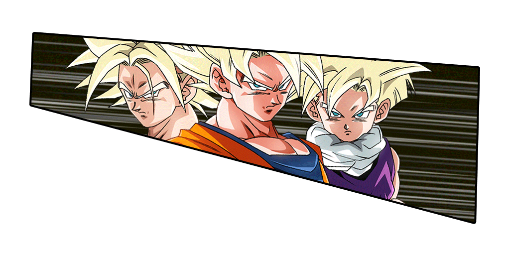 Son Goku Super Saiyan & Son Gohan Super Saiyan (enfant) &
Trunks Super Saiyan (jeune)