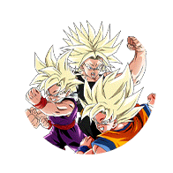 Son Goku Super Saiyan & Son Gohan Super Saiyan (enfant) &
Trunks Super Saiyan (jeune)