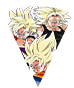 Son Goku Super Saiyan & Son Gohan Super Saiyan (enfant) & 
Trunks Super Saiyan (jeune)