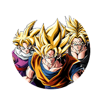 Son Goku Super Saiyan & Son Gohan Super Saiyan (enfant) & 
Trunks Super Saiyan (jeune)