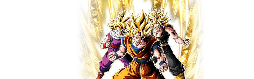 Son Goku Super Saiyan & Son Gohan Super Saiyan (enfant) &
Trunks Super Saiyan (jeune)