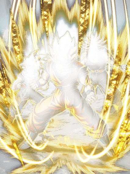 Son Goku Super Saiyan & Son Gohan Super Saiyan (enfant) & 
Trunks Super Saiyan (jeune)