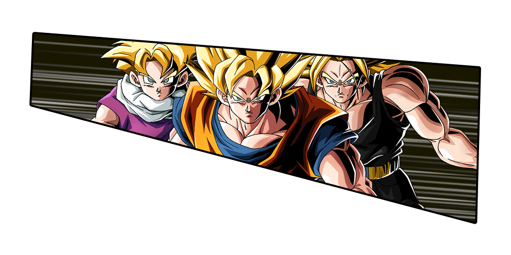 Son Goku Super Saiyan & Son Gohan Super Saiyan (enfant) & 
Trunks Super Saiyan (jeune)