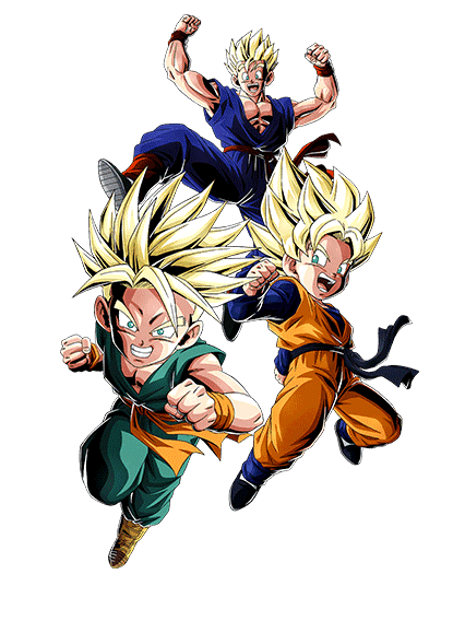 Trunks Super Saiyan (petit) & Son Goten Super 
Saiyan (petit) + Son Gohan Super Saiyan (jeune) 