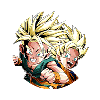 Trunks Super Saiyan (petit) & Son Goten Super 
Saiyan (petit) + Son Gohan Super Saiyan (jeune) 