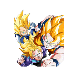 Son Goku Super Saiyan & Vegeta Super Saiyan & 
Trunks Super Saiyan (jeune)