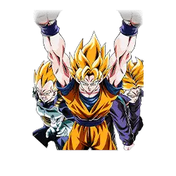 Son Goku Super Saiyan & Vegeta Super Saiyan & 
Trunks Super Saiyan (jeune)