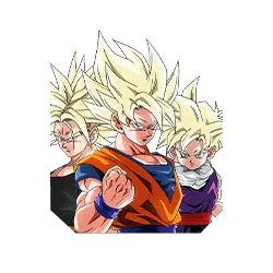 Son Goku Super Saiyan & Son Gohan Super Saiyan (enfant) & 
Trunks Super Saiyan (jeune)