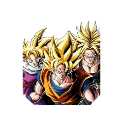 Son Goku Super Saiyan & Son Gohan Super Saiyan (enfant) & 
Trunks Super Saiyan (jeune)